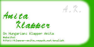 anita klapper business card